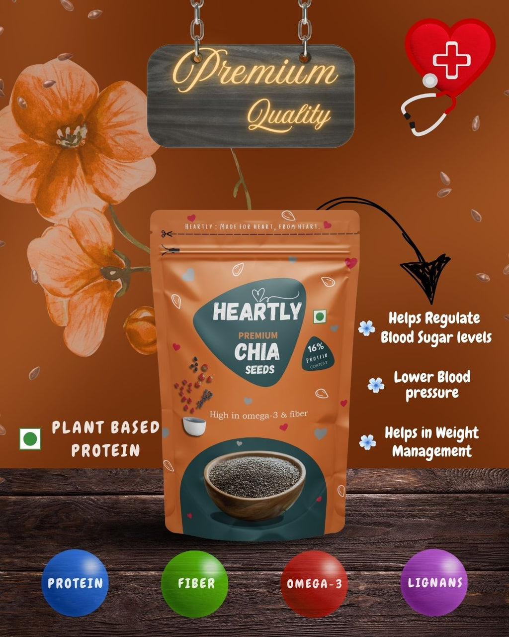Heartly Black Chia Seeds 200g