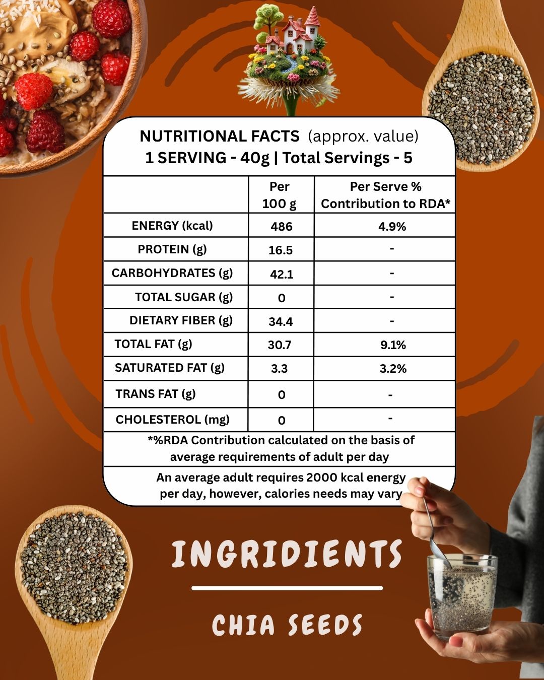 Heartly Black Chia Seeds 200g